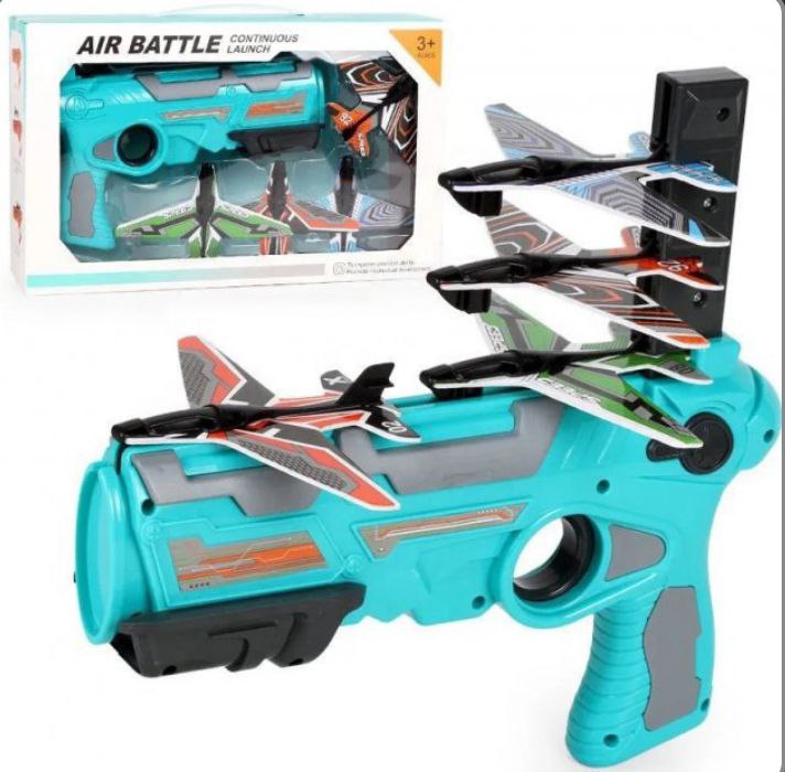 Дитячий іграшковий пістолет з літачками Air Battle катапульта з літаючими літаками (AB-1). Колір: синій