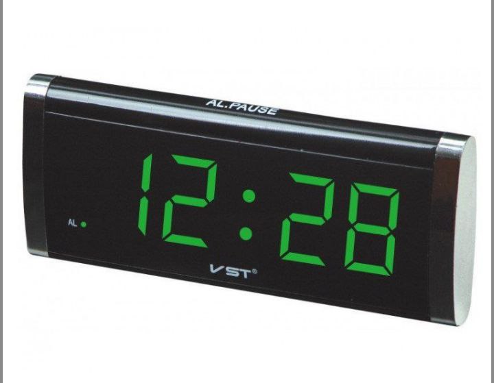 Електронний годинник VST 730 green, цифровий настільний мережевий годинник, led alarm clock VST-730, годинник з будильником