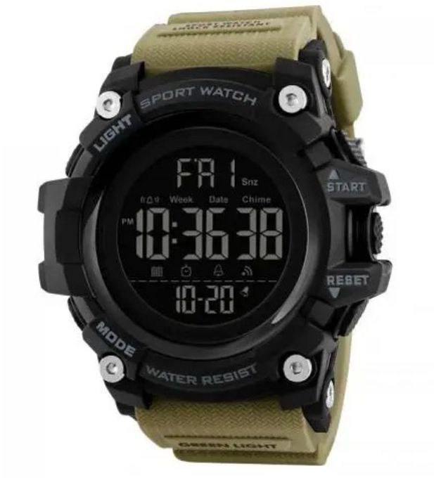 Годинник наручний чоловічий SKMEI 1384KH KHAKI, годинник наручний електронний тактичний.