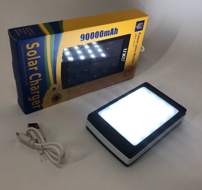 УМБ Power Bank Solar 90000 mAh мобільне зарядне з сонячною панеллю та лампою, Power Bank Charger Батарея