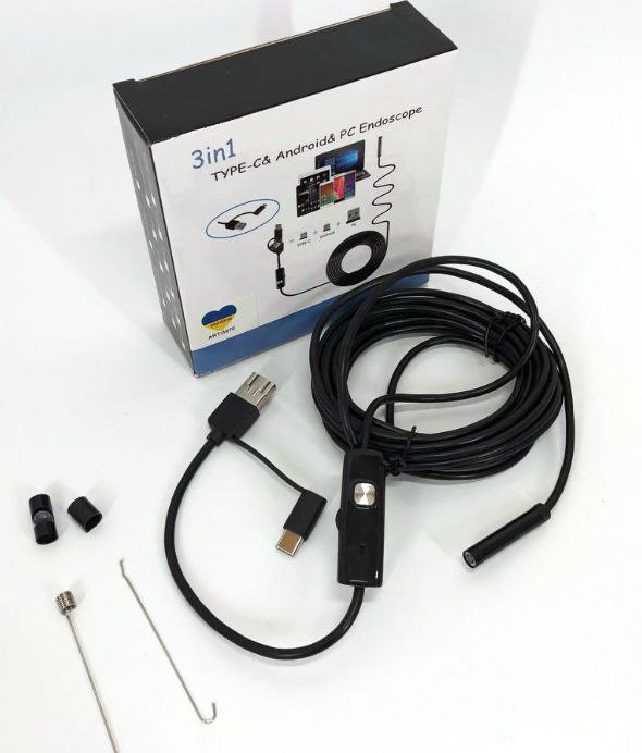 Камера ендоскоп з кабелем на 2 метри 7 мм USB / micro USB з підсвічуванням